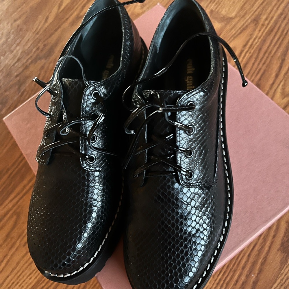 Cult Gaia Black Textured Oxfords